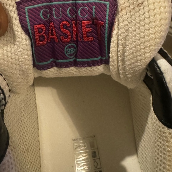 Gucci Leather Printed Sneakers in Black & White sz 8 1/2 - Picture 3 of 7